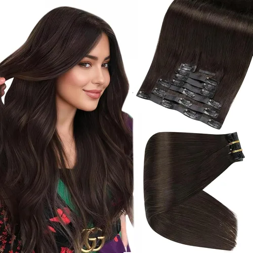 Miniatura 38 de Full Shine Extensiones de cabello humano con pinzas, cabello humano Remy invisible para mujer, color rubio platino, 20 pulgadas, 8 unidades, 4.23 oz