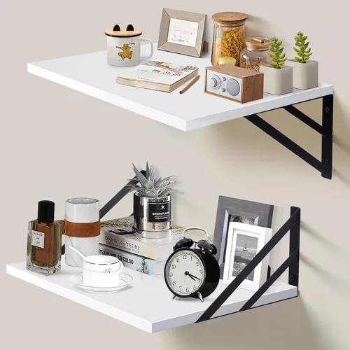 Miniatura 11 de Tectocker-DOU 2 estantes flotantes profundos; estantes colgantes montados en la pared para sala de estar, cocina, oficina, baño y decoración de Negro