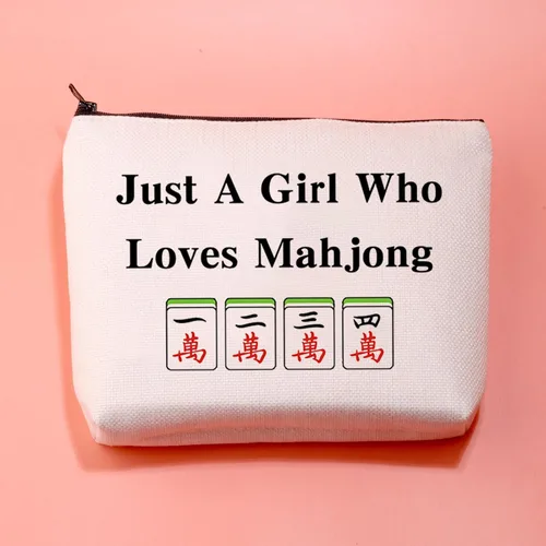 Miniatura 3 de JXGZSO Lucky Mahjong Tiles Bag - Just A Lady Who Loves Mahjong Bolsa de almacenamiento para juegos de mesa