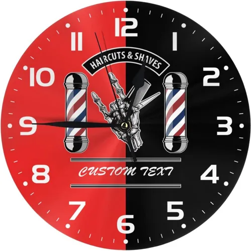 Miniatura 10 de Reloj de pared personalizado para peluquería, añade tu texto, reloj de peluquería personalizado para salón de belleza, decoración de reloj de pared