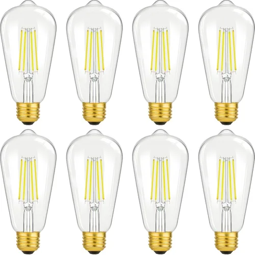 Miniatura 11 de Paquete de 4 bombillas LED Edison vintage ST64 de 8 W, equivalente a 100 W, 1400 lúmenes, luz blanca diurna de 5000 K, bombillas de filamento LED