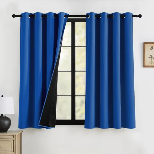 Miniatura 20 de RYB HOME Cortinas opacas grises de 63 pulgadas de largo para dormitorio, cortinas de ventana 100% opacas con aislamiento térmico y reducción
