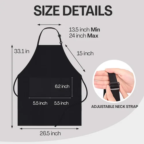 Miniatura 5 de Delantal de hornear personalizado unisex con nombre personalizado, delantal de panadería ajustable con 2 bolsillos, perfecto para el día
