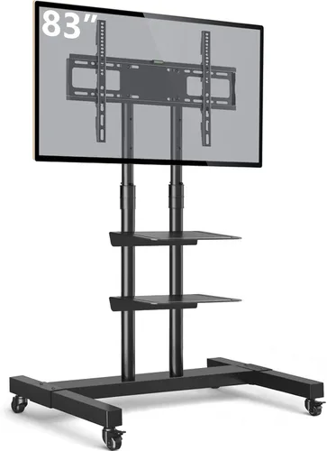 Miniatura 10 de TAVR Furniture - Soporte de TV móvil con ruedas, soporte de TV rodante con montaje en el suelo con ruedas bloqueables, altura ajustable para TV