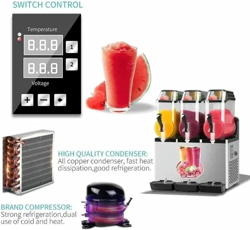 Miniatura 8 de Máquina comercial para granizados, máquina de fusión de nieve de 12/24/36L, máquina automática de jugo de hielo de barra cilíndrica, batido de Negro
