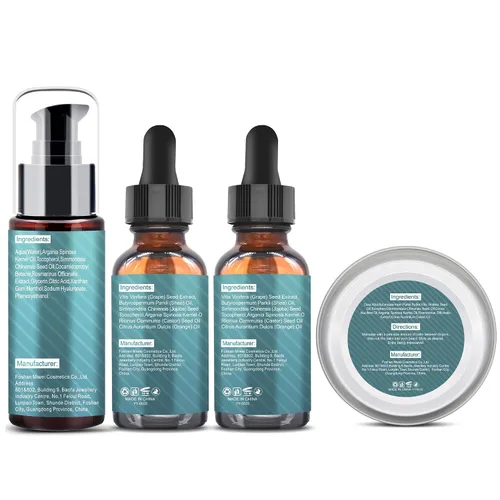 Miniatura 2 de Kit de barba, kit de aseo de barba para hombres con navaja recta, 2 paquetes de aceite para barba, lavado, bálsamo, cepillo, peine, tijeras. Regalos