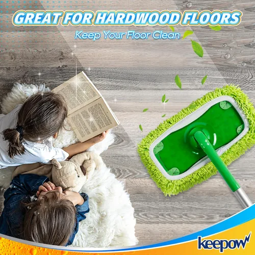 Miniatura 6 de KEEPOW Paños de barrido en seco reutilizables compatibles con Swiffer Sweeper, paños de trapeado húmedos lavables, almohadillas de trapeador