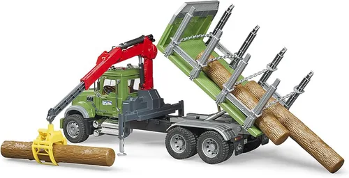 Miniatura 5 de Camión de madera de granito MACK con grúa de carga y 3 troncos
