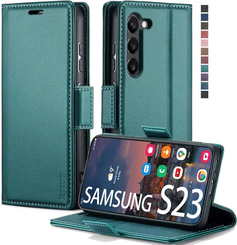 Miniatura 8 de Funda para Samsung Galaxy S23 5G, funda tipo cartera para Samsung Galaxy S23 5G con bloqueo RFID, tarjetero y función atril magnético, funda