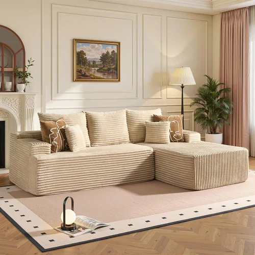 Miniatura 25 de Sofás seccionales Cloud de 96 pulgadas para sala de estar, sofá sin hueso en forma de L con cómoda silla, sofá modular con asiento profundo,
