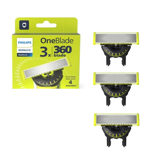 Miniatura 11 de Philips Norelco OneBlade 360 Hojas de Reemplazo, para Afeitadora y Cortadora Eléctrica OneBlade, Acero Inoxidable Duradera, Recorta, Bordea