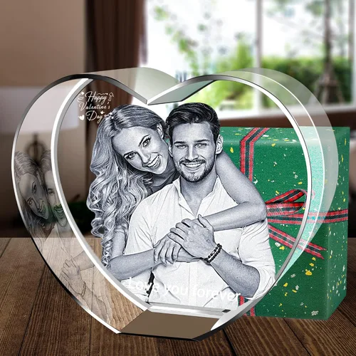 Bivei Foto de cristal 3D con tus propias fotos para él, imagen grabada con láser 3D personalizada en cristal para parejas, decoración conmemorativa