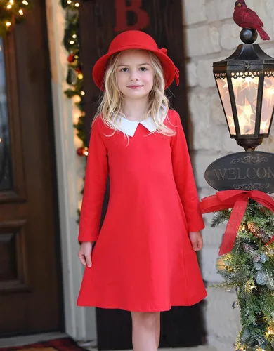 Miniatura 2 de Arshiner Vestido vintage de manga larga con cuello Peter Pan para niñas de 4 a 13 años