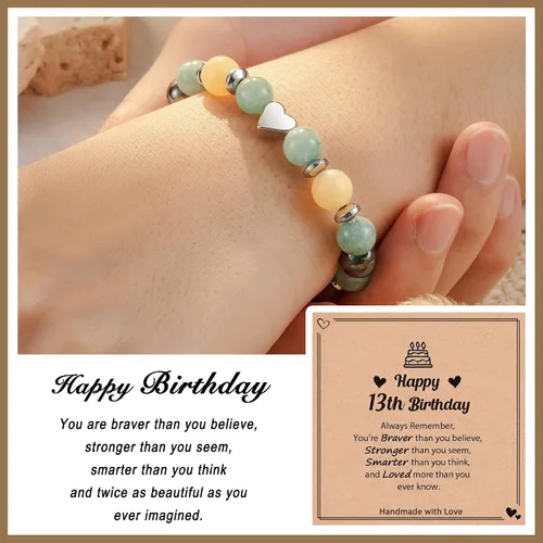 Miniatura 2 de HGDEER Regalos de cumpleaños de 5 a 21 años para ella y ella, pulsera significativa de piedra natural con tarjeta de mensaje para hija, nieta
