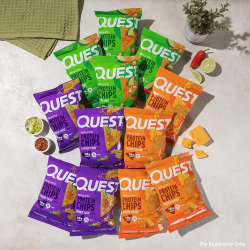 Miniatura 6 de Quest Tortilla Style - Paquete variado de chips de proteína, chile lima, queso nacho, tacos cargados, 12