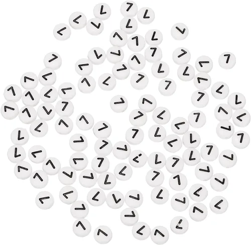 Miniatura 13 de HARFINGTON 100 cuentas acrílicas de números de 0.157 x 0.276 pulgadas, cuentas redondas blancas, cuentas espaciadoras de plástico para hacer joyas