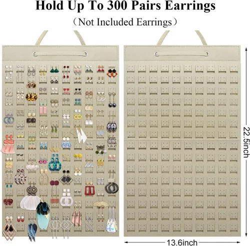 Miniatura 2 de Organizador de Aretes, Soporte Colgante para Aretes que Sostiene Hasta 300 Pares, Organizador de Aretes de Botón de Gran Capacidad