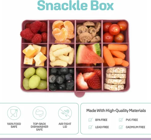 Miniatura 4 de melii Snackle Box Contenedor de aperitivos de 12 compartimentos con separadores extraíbles, almacenamiento de alimentos sin BPA para viajes