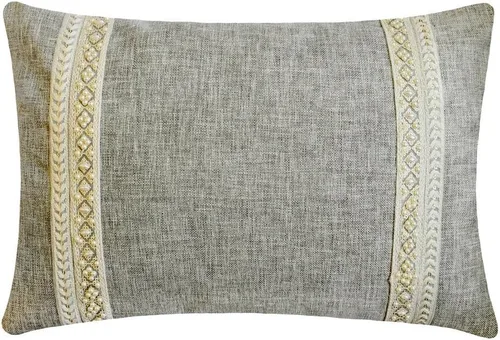 Miniatura 27 de The HomeCentric Funda de almohada lumbar decorativa gris de 12 x 20 pulgadas, encaje de yute y lino, yute, almohada oblonga de lentejuelas hechas a