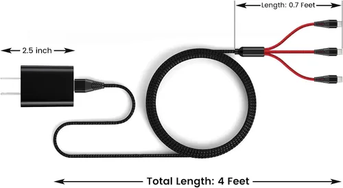 Miniatura 7 de Cargador para DJI Neo, Mini 4K, Mini 2 SE, 3 Pro, 4 Pro, Air 2S, Avata, Mavic Drones, 3 en 1 USB tipo C 3A cable de carga rápida con adaptador de 18