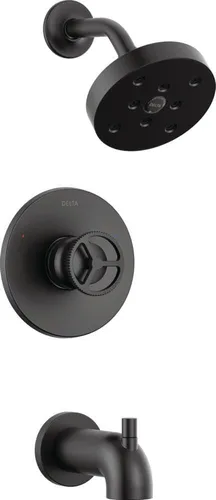 Delta Trinsic Serie 14 H2Okinetic T14458-BL - Juego de grifo de ducha y regadera negro mate, kit de moldura de válvula, negro mate T14458-BL