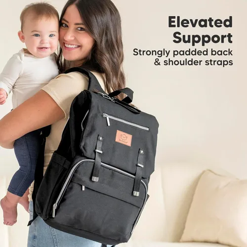 Miniatura 7 de KeaBabies Mochila para pañales para bebé con cambiador, bolsa de bebé impermeable para mamá y papá, bolsillos aislados para botellas, niños Gris