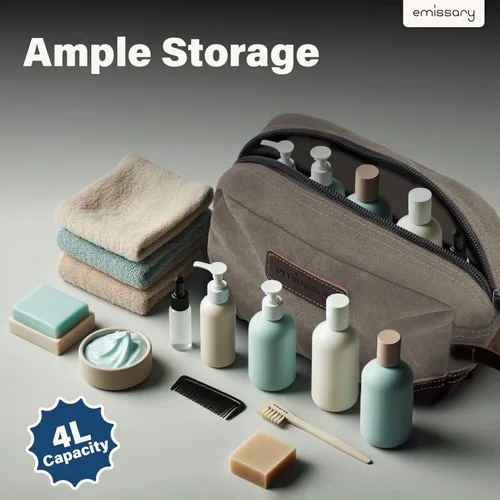 Miniatura 4 de emissary Neceser de viaje para hombre de cuero y lona, neceser de viaje para hombre, kit dopp de cuero y lona para hombres, bolsa de afeitar para 2