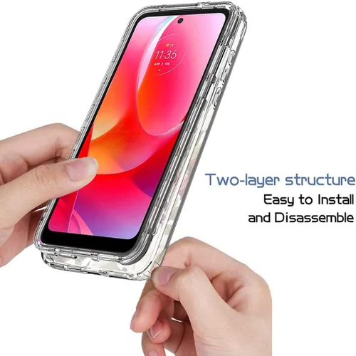 Miniatura 4 de Funda para Moto G Power 2022, Moto XT2165DL con protector de pantalla de vidrio templado, bonito patrón floral transparente de cuerpo completo
