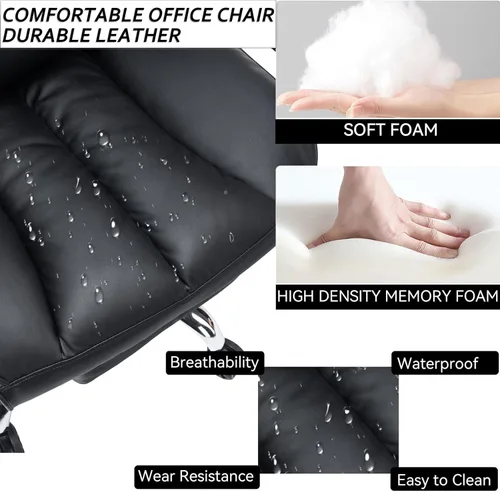 Miniatura 6 de Efomao Silla de oficina grande y alta con reposapiés, silla de escritorio ejecutiva de cuero con respaldo alto con soporte lumbar y reposabrazos