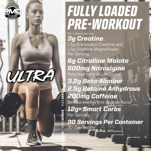 Miniatura 6 de PMD Sports Pump Fuel Ultra Medium Stim - Polvo y bomba muscular de primera calidad, mayor enfoque, resistencia y recuperación, creatina premium