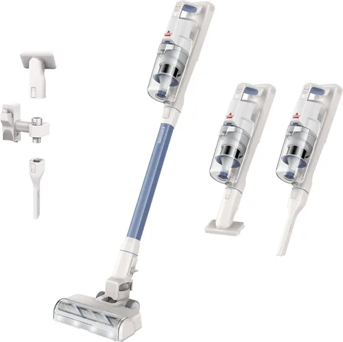 Bissell PowerClean 200W - Aspiradora inalámbrica autosostenida con rollo de cepillo sin enredos, batería removible, montaje en pared, herramienta