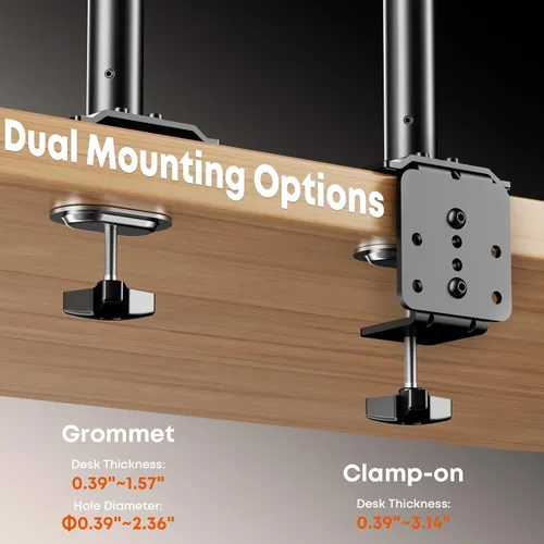 Miniatura 5 de Soporte para monitor cuádruple para 17-27 pulgadas, totalmente ajustable, resistente, soporte de escritorio con 4 brazos, carga máxima de 22 libras
