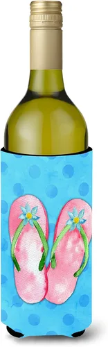 Miniatura 9 de Caroline's Treasures BB8221MUK - Chanclas color rosa con lunares azules, ultra Hugger para latas delgadas, funda enfriadora de latas azules, lavable