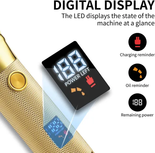 Miniatura 3 de DSP Recortadora de pelo para hombres con pantalla LED recargable para cortar el cabello (dorado)