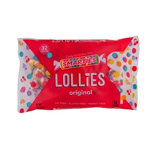 Smarties Double Lollies - Obleas dobles sin gluten, sin maní, sin grasa con sabores frutales surtidos, bajas en calorías, perfectas para cumpleaños,