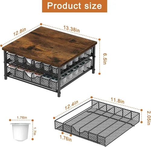 Miniatura 3 de Soporte para Cápsulas de Café para Encimera, Cajón para Cápsulas de Café para Soporte de Almacenamiento de Tazas K, Organizador de Almacenamiento