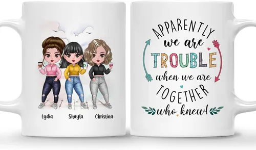 Miniatura 16 de Gossby Taza personalizada para amigas, Besties Forever, regalo personalizado para mejores amigas para mujeres con nombres de avatares, regalo 4