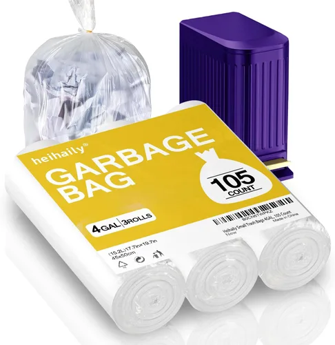 Bolsas de basura pequeñas de 4 galones, bolsas de basura para baño, cocina, oficina, forros transparentes para cestas de basura para arena de gatos,