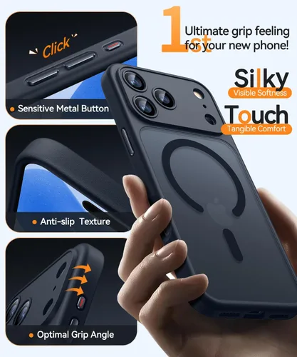 Miniatura 5 de CANSHN Funda magnética compatible con iPhone 17 Pro, mejorada [protección completa de la cámara] [compatible con Magsafe] [mate translúcido] funda