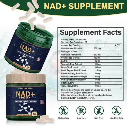 Miniatura 4 de Suplemento NAD de 1585 mg - True NAD & Resveratrol, NMN Alternativo Liposomal NAD+ para Mujeres y Hombres, Apoya la Salud Celular, la Resistencia