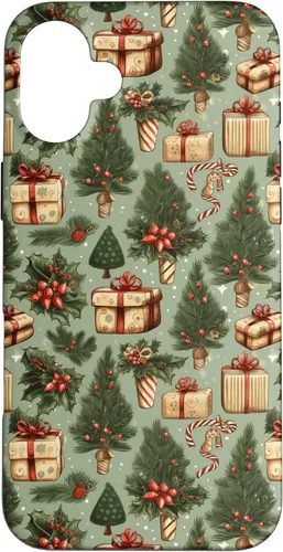Miniatura 23 de Vintage Christmas Theme Holiday Trees, Presents, Teal, Bows Case for iPhone 17