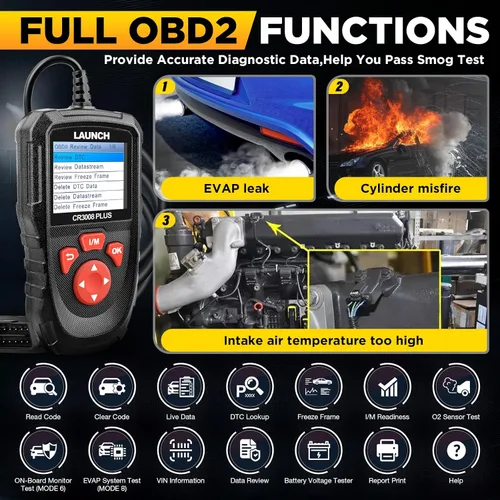 Miniatura 2 de LAUNCH Escáner Profesional OBD2 Herramienta de Diagnóstico CR3008 Plus, I/M de Una Tecla, Lector de Códigos con Actualización de por Vida, Lector