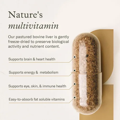 Miniatura 3 de Enviromedica Cápsulas de hígado de res alimentadas con pasto, suplemento de hígado liofilizado para hombres y mujeres con vitamina A preformada