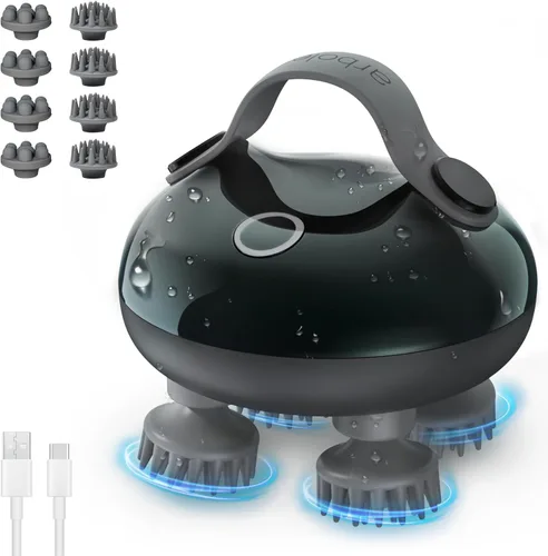 arboleaf Masajeador eléctrico para el cuero cabelludo, masajeador de cabeza portátil para relajar el estrés del cuero cabelludo, impermeable, 6 en 1