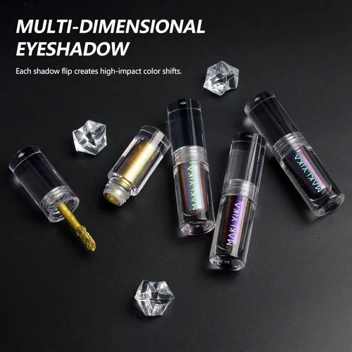 Miniatura 7 de Maki Yika Sombra de ojos líquida con brillo Ojos de camaleón metálicos Sombra de ojos multicolor cambiante de larga duración Sombra de ojos Aurora