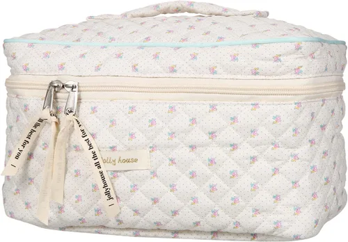 Bolsa de maquillaje de algodón Bolsa de lavado Bolsa de almacenamiento de gran capacidad Cosméticos Mujeres Organizador de viaje Bolsas de Beige