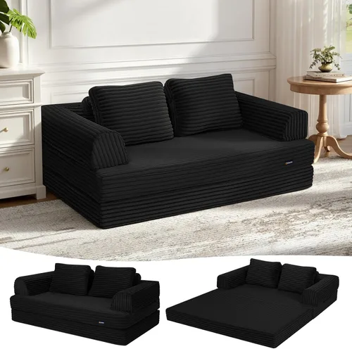 Miniatura 53 de COMAX Sofá cama futón, sofá cama convertible 4 en 1, sofás deshuesados para sala de estar, sofá biplaza plegable pequeño plegable que ahorra Gris