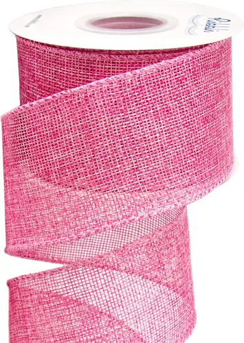 Ribbli - Cinta de arpillera rosa con alambre, 2-1/2 pulgadas x 10 yardas, cinta con borde de alambre para Pascua para arco grande, corona,