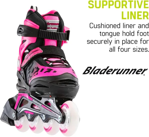 Miniatura 6 de Bladerunner by Rollerblade Phoenix Flash - Patín en línea ajustable para niños, negro/rosa