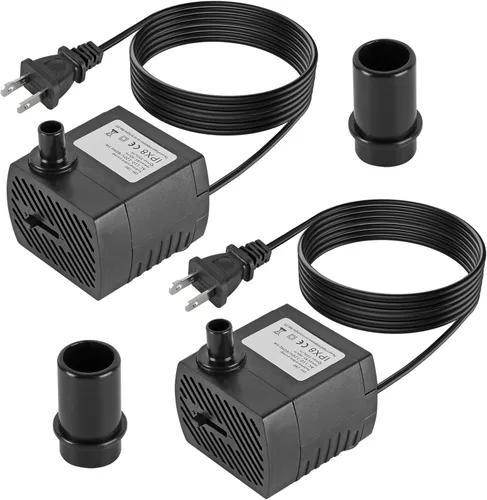 2 mini bombas sumergibles de 95 GPH 5 W 350L/H, pequeña bomba de fuente para estanque, acuarios, pecera, fuente de mesa, fuente para mascotas,